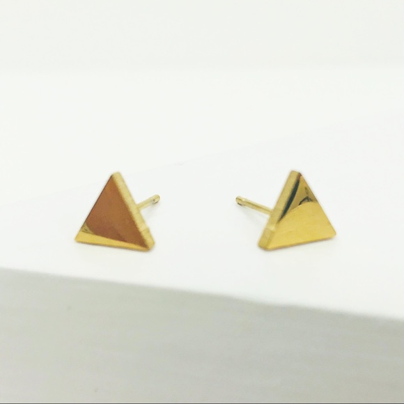 RESTOCKED Gold Triangle Studs - Picture 6 of 8